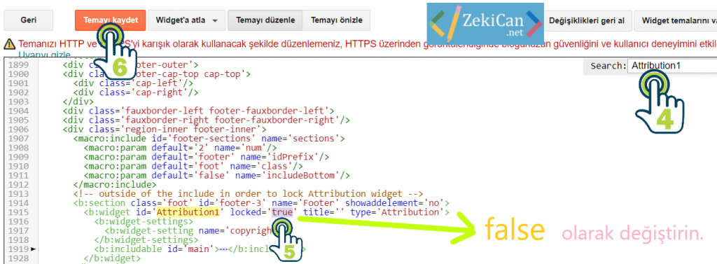 Blogger Atıf Yazısını Kaldırma